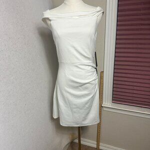 Lulu's dress women M white off the shoulder body con ruching mini angel NEW